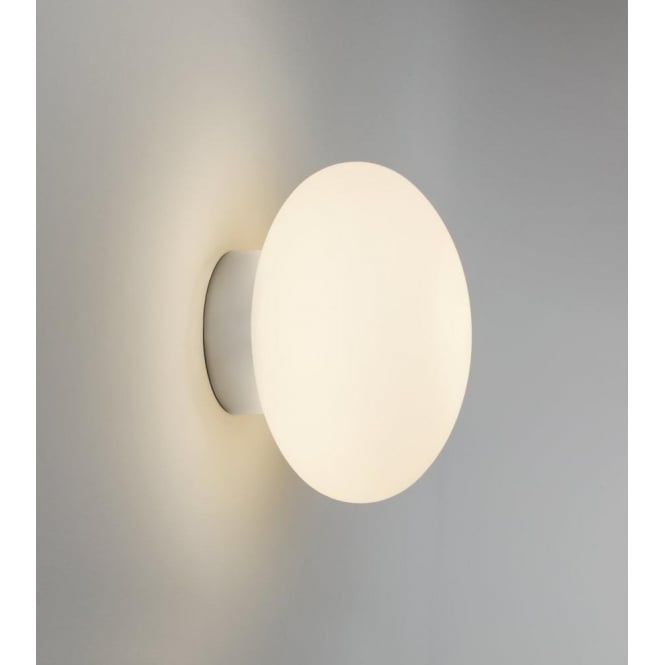 Astro  Zeppo Single Light Bathroom Wall Fitting In Polished Chrome And White Glass Finish