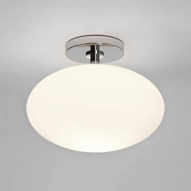 Astro  Zeppo Single Light Semi Flush Ceiling Fitting in Polished Chrome Finish with Oval White Shade