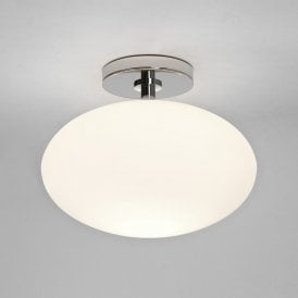Astro Zeppo Single Light Semi Flush Ceiling Fitting in Polished Chrome Finish with Oval White Shade