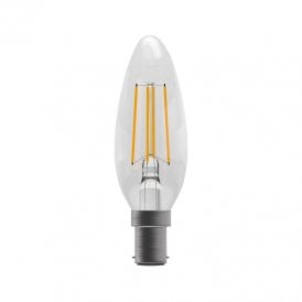 Bell 3.3W Warm White Dimmable LED Decorative Filament Candle Bulb - Small Bayonet Cap