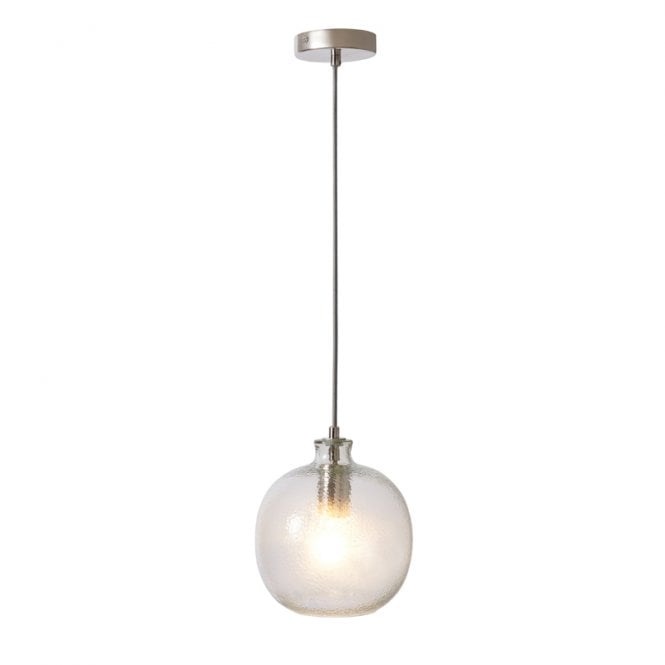 BHS Lighting BHS Alfie Bobble Single Light Pendant In Polished Nickel Finish With Clear Glass