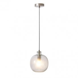 BHS Alfie Bobble Single Light Pendant In Polished Nickel Finish With Clear Glass