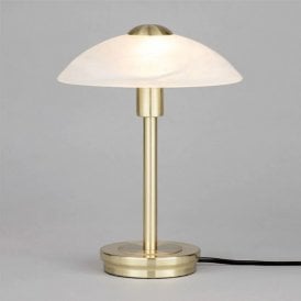 BHS Archie Single Light Touch Lamp In Satin Brass Finish With White Glass Shade