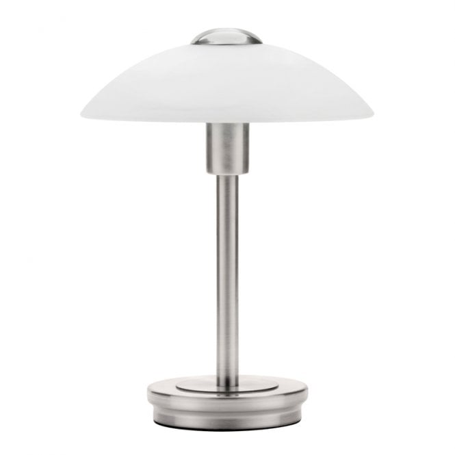 BHS Archie Single Light Touch Lamp In Satin Nickel Finish With White ...