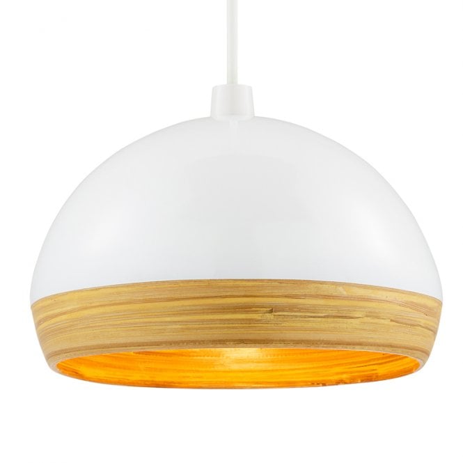 BHS Lighting BHS Bamboo Dome Pendant Shade In White Finish