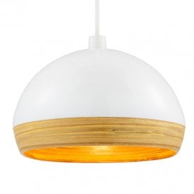 BHS Bamboo Dome Pendant Shade In White Finish