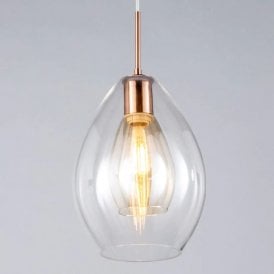BHS Carmella Single light Pendant In Copper Finish With Clear Glass
