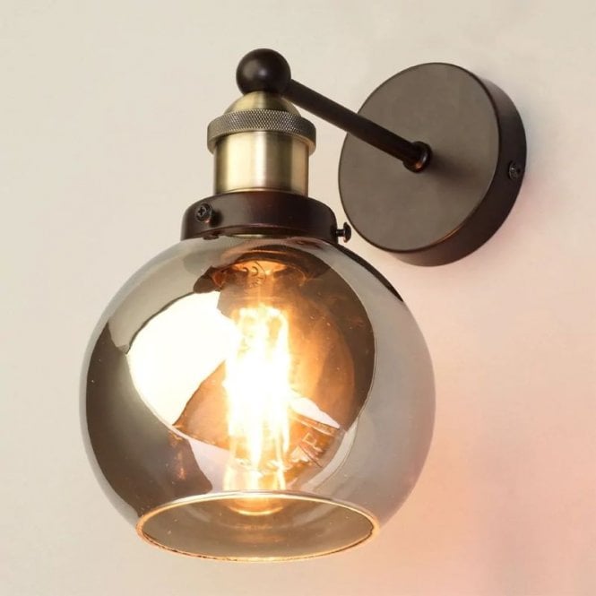 BHS Lighting BHS Carter Industrial Single Light Wall Fitting In Bronze Finish