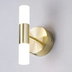 BHS Lois 2 Light LED Wall Fitting In Satin Brass Finish With Frosted Glass