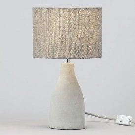 BHS Marcus Single Light Mini Table Lamp With Concrete Base And Brown Shade