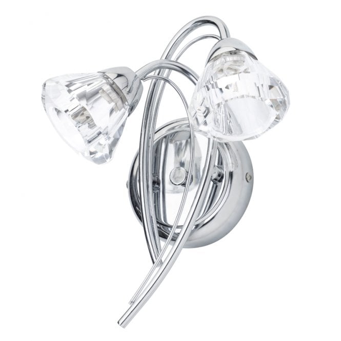 BHS Lighting BHS Marianne 2 Light Wall Fitting in Polished Chrome Finish with Clear Glass