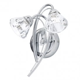 BHS Marianne 2 Light Wall Fitting in Polished Chrome Finish with Clear Glass