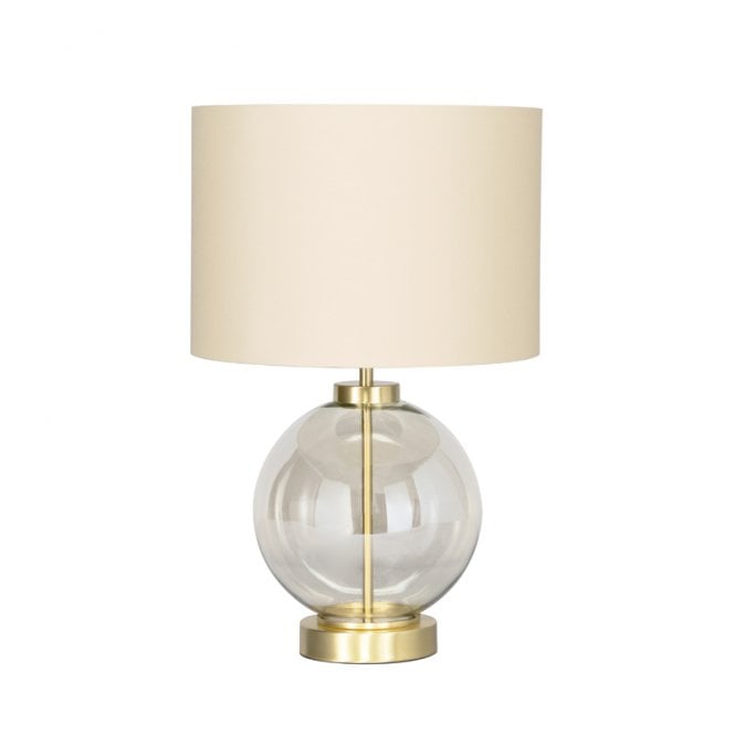 BHS Lighting BHS Metro Mini Single Light Ball Table Lamp in Champagne And Brass Finish With Cream Shade