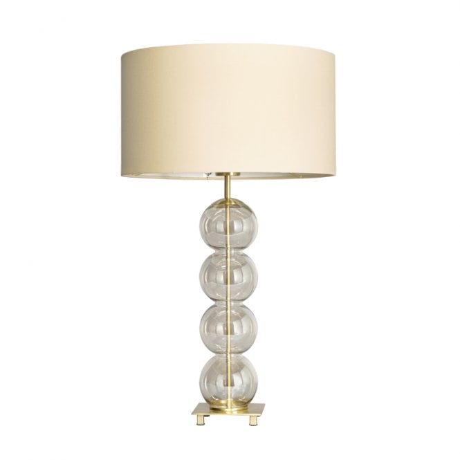 BHS Lighting BHS Metro Single Light Ball Stacked Table Lamp in Champagne And Brass Finish With Cream Shade