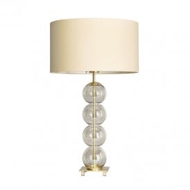 BHS Metro Single Light Ball Stacked Table Lamp in Champagne And Brass Finish With Cream Shade