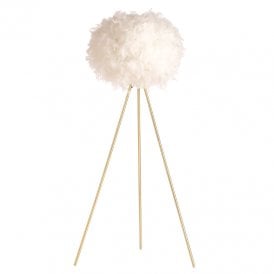 BHS Plume Single Light Tripod Floor Lamp In Brass Finish With White Feather Shade