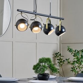 Rowan 4 Light Bar Ceiling Pendant Light - Black