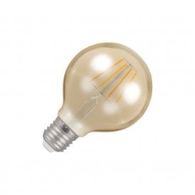 Crompton 5w Amber Glass Very Warm White Dimmable LED Decorative Filament 8cm E27 Globe Bulb