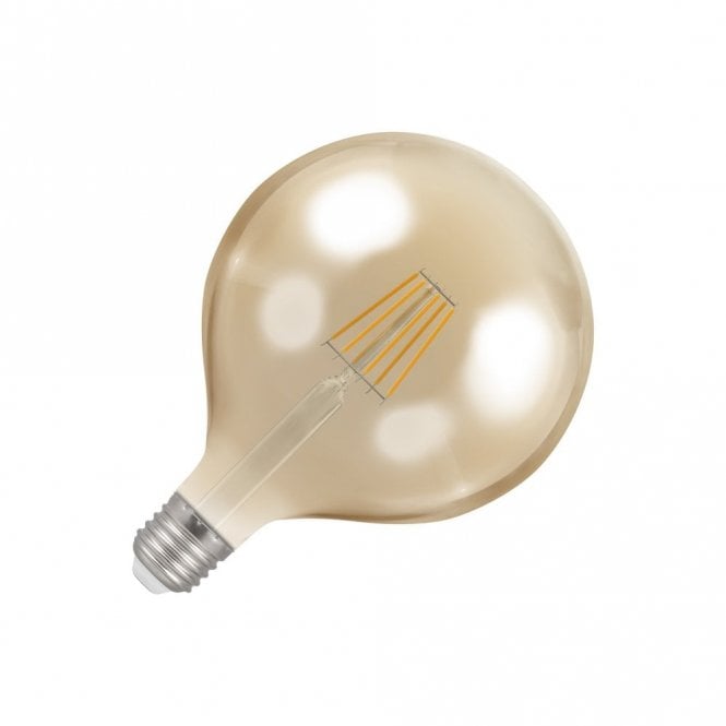 Crompton 7.5w Amber Glass Very Warm White Dimmable LED Decorative Filament 12cm E27 Globe Bulb