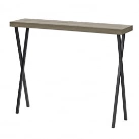 Dar Data Console Table in Oak Wood Effect And Black Metal Legs