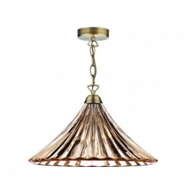 ARD866 Ardeche Antique Brass Single Light Ceiling Pendant with Amber Glass