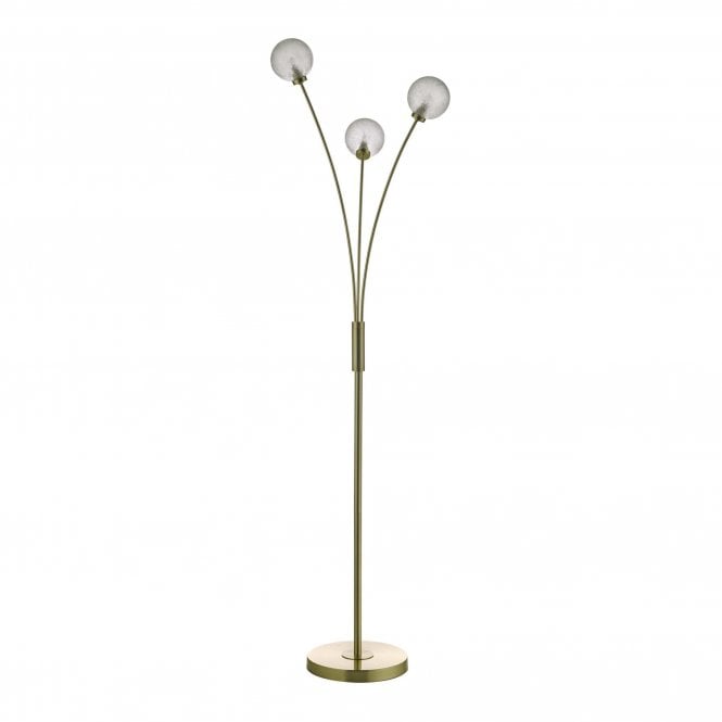 Dar Lighting AVA4941 Avari 3 Light Floor Lamp in Satin Brass Finish with Frosted Glass Shades