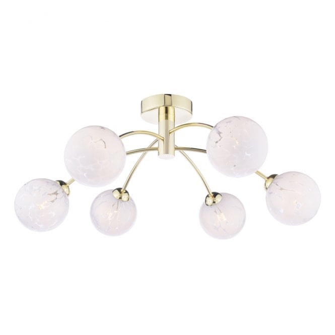 Dar Lighting Capucine 6 Light Semi-Flush Ceiling Light In Polished Brass Finish