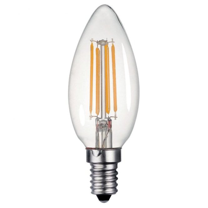 Dar Lighting Dar 4W Cool White 400lm Dimmable LED Decorative Filament Candle Bulb - Small Screw Cap