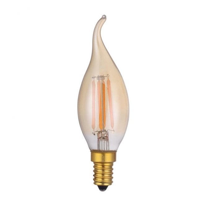 Dar Lighting Dar 4W Warm White 250lm Dimmable LED Vintage Decorative Filament Bent Tip Candle Bulb - Small Screw Cap