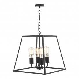 Dar Academy 4 Light Ceiling Pendant in a Black Finish