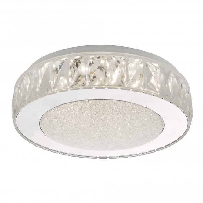 Dar Lighting Dar Akelia 18w Integrated LED Small Flush Ceiling Fitting in Stainless Steel and Acrylic Finish