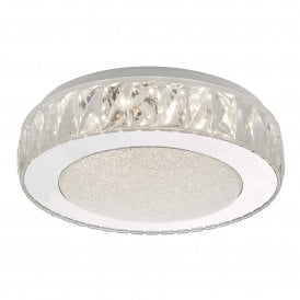 Dar Akelia 18w Integrated LED Small Flush Ceiling Fitting in Stainless Steel and Acrylic Finish