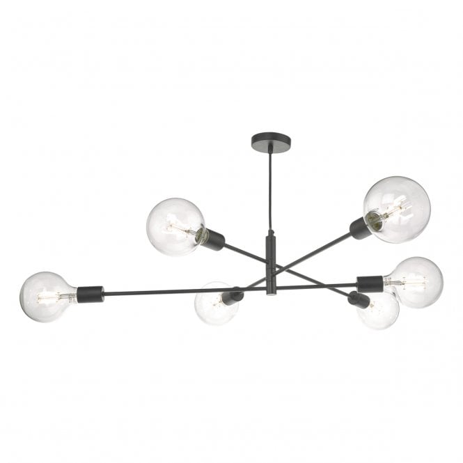 Dar Lighting Dar Alana 6 Light Ceiling Pendant in Matt Black Finish