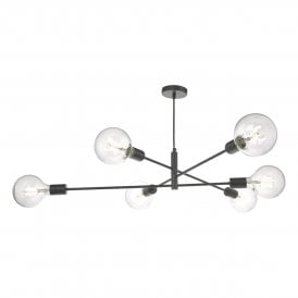 Dar Alana 6 Light Ceiling Pendant in Matt Black Finish