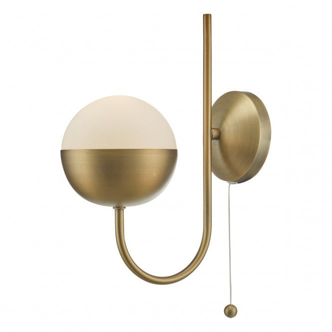 Dar Lighting Dar Andre Single Light Wall Fitting in Brass Finish