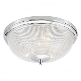 Dar Arbor 3 Light Flush Bathroom Ceiling Fitting in Polished Chrome Finish with Glass