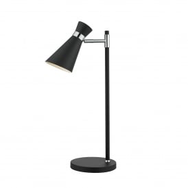 Dar Ashworth Single Light Table Lamp In Black And Polished Chrome Finish