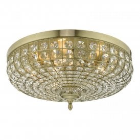 Dar Asmara 5 Light Flush Ceiling Fitting in Antique Brass Finish