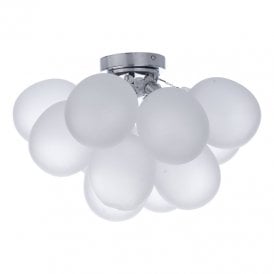 Dar Bubbles 4 Light Flush Ceiling Fitting In Polished Chrome Finish with Frosted Glass