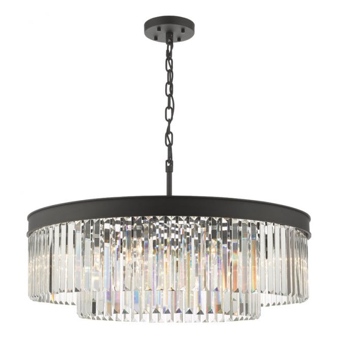Dar Lighting Dar Celeus 8 Light Crystal Chandelier In Anthracite Finish With Clear Crystal Coffin Drops