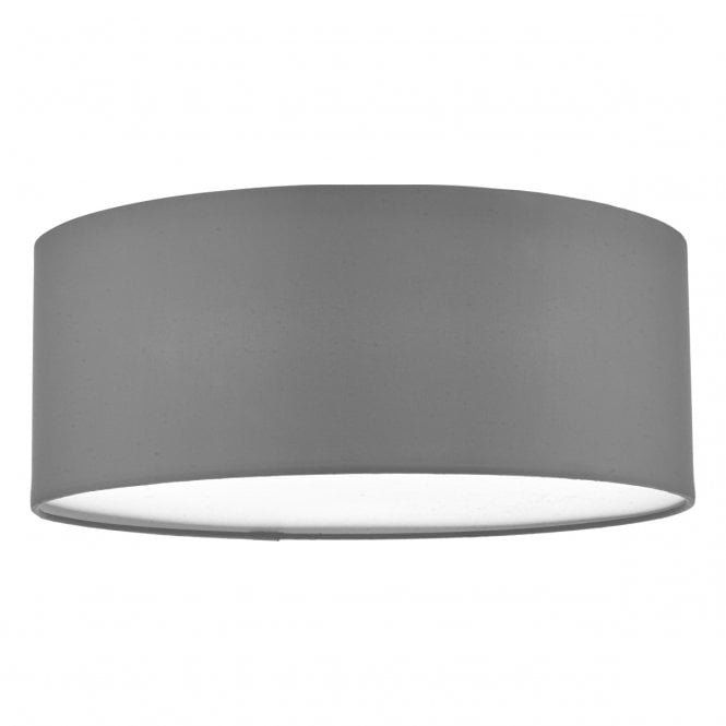 Dar Lighting Dar Cierro 3 Light Flush Ceiling Fitting With Grey Cotton Shade And Frosted Acrylic Diffuser