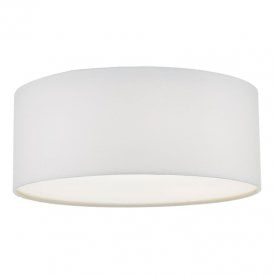 Dar Cierro 3 Light Flush Ceiling Fitting With Ivory Cotton Shade And Frosted Acrylic Diffuser
