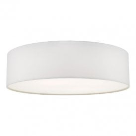 Dar Cierro 4 Light Flush Ceiling Fitting With Ivory Cotton Shade And Frosted Acrylic Diffuser