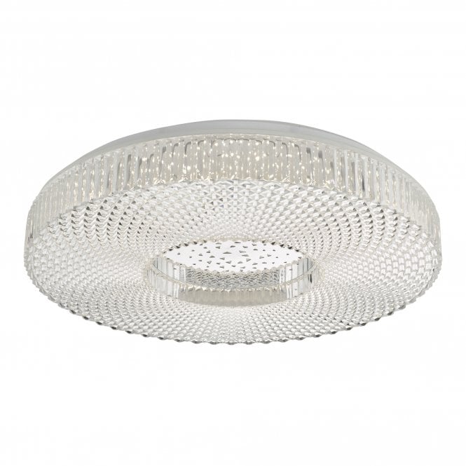 Dar Lighting Dar Cimona 36w Integrated LED Large Flush Ceiling Fitting in Textured Clear Acrylic Finish