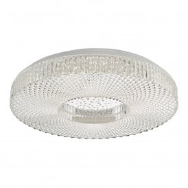 Dar Cimona 36w Integrated LED Large Flush Ceiling Fitting in Textured Clear Acrylic Finish