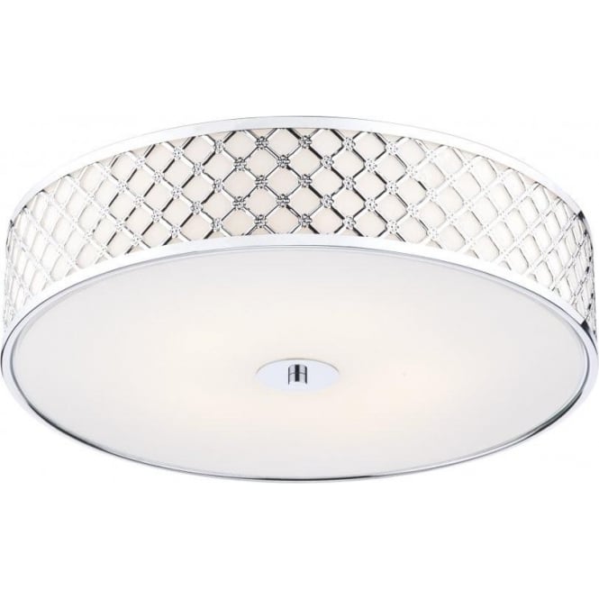 Dar Lighting Dar Civic 2 Light Flush Ceiling Fixture in Polished Chrome Finish