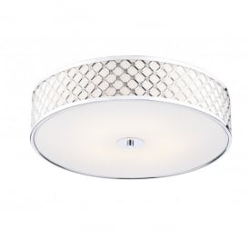 Dar Civic 2 Light Flush Ceiling Fixture in Polished Chrome Finish