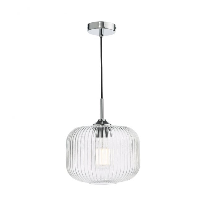 Dar Lighting Dar Demarius Ceiling Pendant Light in Polished Chrome Finish With Clear Glass