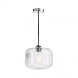 Dar Demarius Ceiling Pendant Light in Polished Chrome Finish With Clear Glass