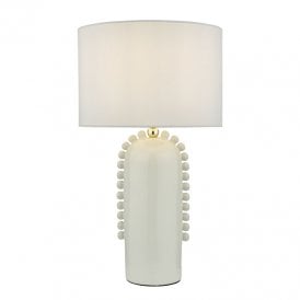 Dar Dolce Single Light Ceramic Table Lamp In White Finish With Shade